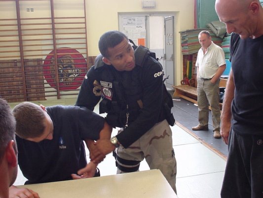Handcuffing under resistance — Police academy